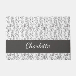 Schwarz-weiß Toile Floral Benutzername Fußmatte