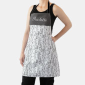 Schwarz-weiß Toile Floral Benutzername Schürze (InSitu)