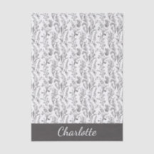 Schwarz-weiß-Toile-Floral mit individuellem Namen