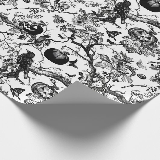 Schwarz/Weiß Toile Halloween Geschenkpapier (Ecke)