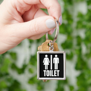 Schwarz Weiß Toilette Waschraum Badezimmer Männer Schlüsselanhänger