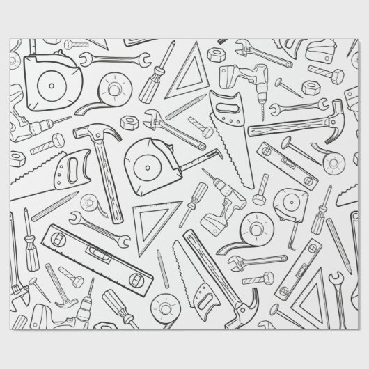 Schwarz-Weiß-Tools Geschenkpapier (Flach)