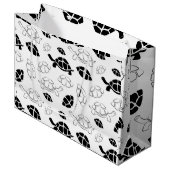 Schwarz-Weiß-Tortoise Große Geschenktüte (Vorderseite Schrägansicht)