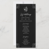 Schwarz-Weiß-Totenkopf-Gotik-Hochzeitsprogramm (Vorderseite)