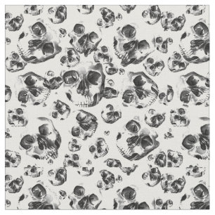 Schwarz-Weiß-Totenkopf-Skull-Art-Muster Stoff