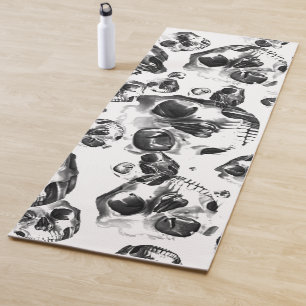 Schwarz-Weiß-Totenköpfe Skelett-Schädel-Art-Muster Yogamatte