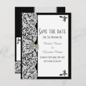 Schwarz-Weiß-Tradition Save the Date Ankündigungspostkarte (Vorne/Hinten)