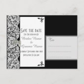 Schwarz-Weiß-Tradition Save the Date Ankündigungspostkarte (Rückseite)