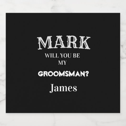 Schwarz-Weiß-Trauzeuge-Vorschlag Hochzeit maßgesch Bierflaschenetikett (Einzelnes Label)