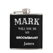 Schwarz-Weiß-Trauzeuge-Vorschlag Hochzeit maßgesch Flachmann (Vorderseite)