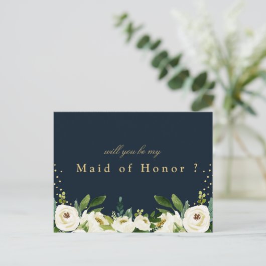 Schwarz-Weiß-Trauzeugin Einladungspostkarte (Stehend Vorderseite)