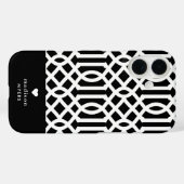 Schwarz-Weiß-Trellis-Herzmonogramm Case-Mate iPhone Hülle (Rückseite (Horizontal))