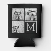 Schwarz-Weiß-Trendfoto-Collage mit Monogramm Dosenkühler (Vorderseite)
