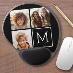 Schwarz-Weiß-Trendfoto-Collage mit Monogramm Gel Mousepad<br><div class="desc">Verwenden Sie 3 quadratische Fotos,  um ein einzigartiges und persönliches Geschenk zu schaffen. Oder man behalte den Hipster Welpe und macht einen trendigen Sake. Wenn Sie die Bilder anpassen müssen,  klicken Sie auf das Werkzeug anpassen,  um Änderungen vorzunehmen.</div>