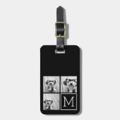Schwarz-Weiß-Trendfoto-Collage mit Monogramm Gepäckanhänger (Vorderseite vertikal)