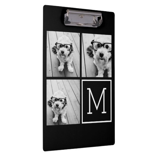 Schwarz-Weiß-Trendfoto-Collage mit Monogramm Klemmbrett (Rechts)