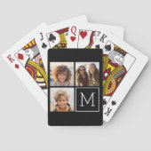 Schwarz-Weiß-Trendfoto-Collage mit Monogramm Spielkarten (Rückseite)