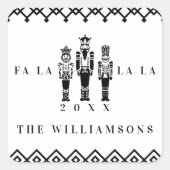 Schwarz & Weiß Trendmuster Nutcracker Weihnachten Quadratischer Aufkleber (Vorderseite)