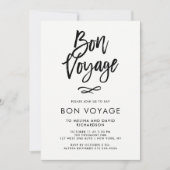 Schwarz-Weiß-Trendschrift| Bon Voyage Party Einladung (Vorderseite)
