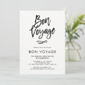 Schwarz-Weiß-Trendschrift| Bon Voyage Party Einladung (Stehend Vorderseite)