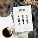 Schwarz & Weiß Trendy Abstrakt Nutcracker Weihnach Feiertagskarte<br><div class="desc">Unsere Nutcracker Christmas Symphony Collection vereint die moderne Eleganz der schwarzen Tintenlinie gezeichnet Nutcracker solider Kunst, minimalistisches Styling, Imitate Goldakzente zusammen mit unseren kühlen trendigen geometrischen Mustern, die das Nusscracker Kunstwerk wunderbar ergänzen. Diese moderne Mischung aus Eleganz und abstraktem Stil schafft eine kühne und trendige Weihnachtskollektion. Personalisieren Sie Ihre Daten...</div>