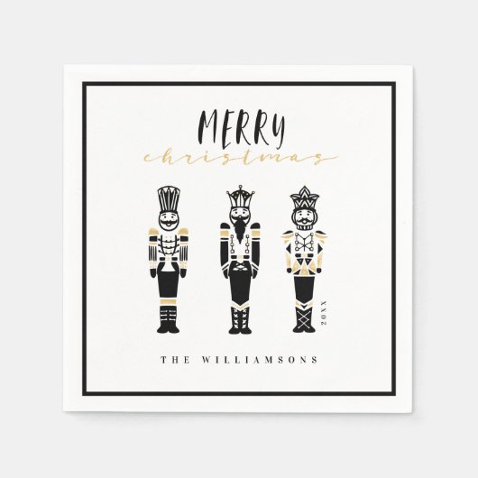 Schwarz & Weiß Trendy Abstrakt Nutcracker Weihnach Serviette (Vorderseite)