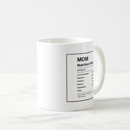Schwarz-Weiß-Trendy-Foto Mama Ernährung Fakten Kaffeetasse (VorderseiteRechts)