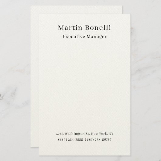 Schwarz & Weiß Trendy Minimal Schlicht einfach Briefpapier (Vorne/Hinten)