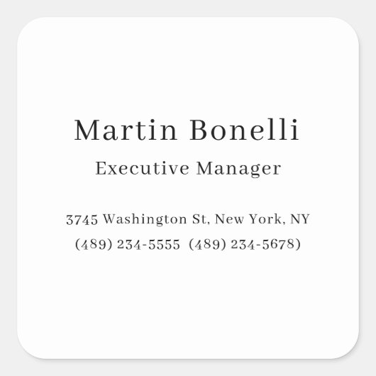 Schwarz & Weiß Trendy Minimal Schlicht einfach Quadratischer Aufkleber (Vorderseite)