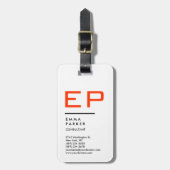 Schwarz-weiß Trendy Monogram Gepäckanhänger (Vorderseite vertikal)