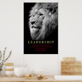 Schwarz-weiß Trendy Motivierend Leadership Lion Poster (Küche)