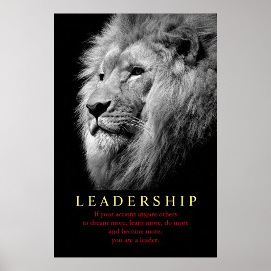 Schwarz-weiß Trendy Motivierend Leadership Lion Poster (Vorne)