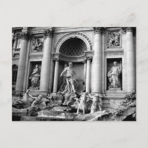 Schwarz-Weiß-Trevi-Brunnen-Rom-Reisefotografie Feiertagspostkarte