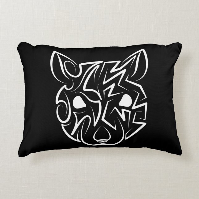 Schwarz-Weiß-Tribal Dekokissen (Vorderseite)