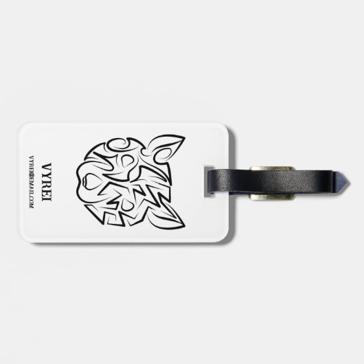 Schwarz-Weiß-Tribal Gepäckanhänger (Rückseite horizontal)