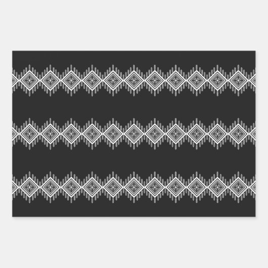 Schwarz-Weiß-Tribal Geschenkpapier Set (Vorderseite 2)