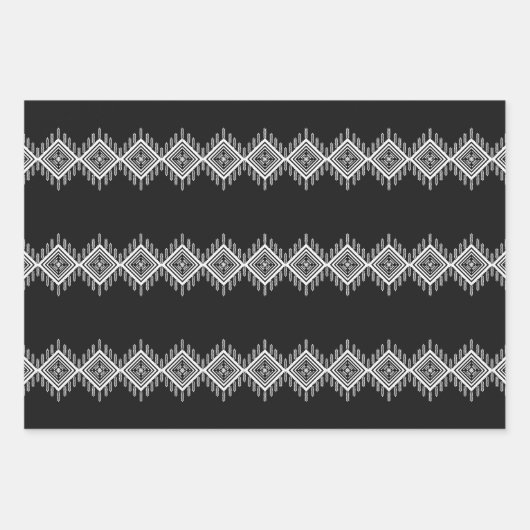Schwarz-Weiß-Tribal Geschenkpapier Set (Vorderseite)
