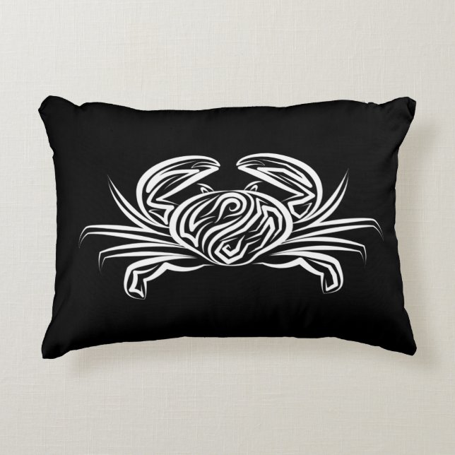 Schwarz-Weiß-Tribal-Krabbe Dekokissen (Vorderseite)