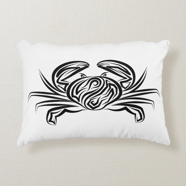 Schwarz-Weiß-Tribal-Krabbe Dekokissen (Vorderseite)