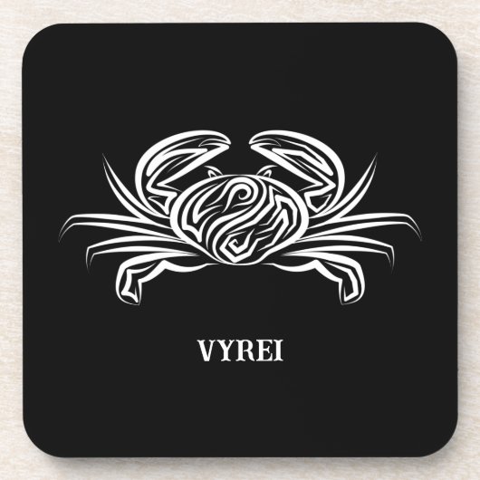 Schwarz-Weiß-Tribal-Krabbe Getränkeuntersetzer (Vorderseite)