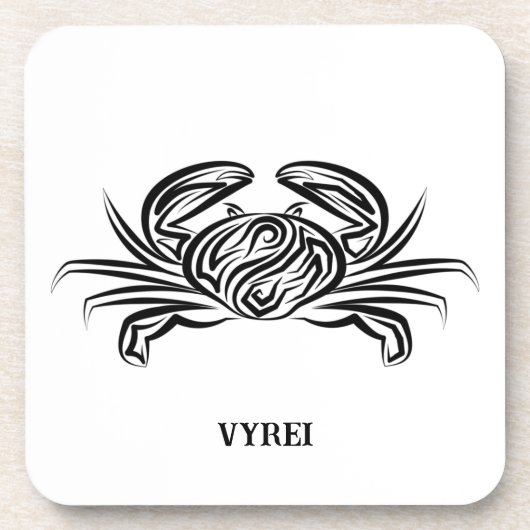 Schwarz-Weiß-Tribal-Krabbe Getränkeuntersetzer (Vorderseite)