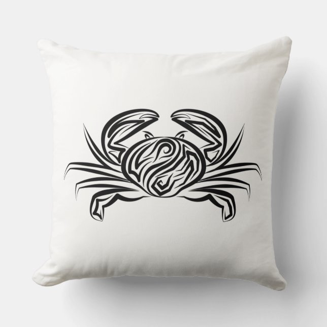 Schwarz-Weiß-Tribal-Krabbe Kissen (Vorderseite)