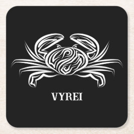 Schwarz-Weiß-Tribal-Krabbe Rechteckiger Pappuntersetzer