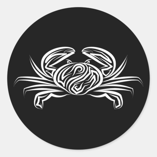 Schwarz-Weiß-Tribal-Krabbe Runder Aufkleber (Vorderseite)