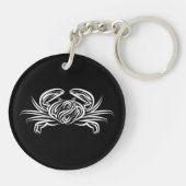 Schwarz-Weiß-Tribal-Krabbe Schlüsselanhänger (Rückseite)
