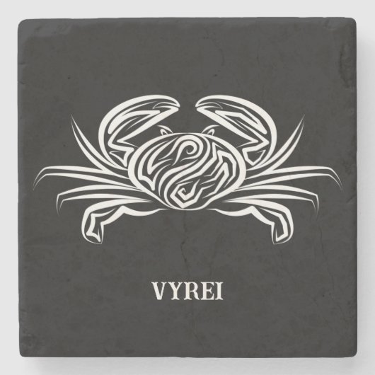 Schwarz-Weiß-Tribal-Krabbe Steinuntersetzer (Vorderseite)
