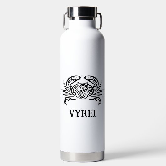 Schwarz-Weiß-Tribal-Krabbe Trinkflasche (Vorderseite)