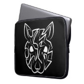 Schwarz-Weiß-Tribal Laptopschutzhülle (Vorderseite Links)