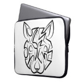 Schwarz-Weiß-Tribal Laptopschutzhülle (Vorderseite Links)