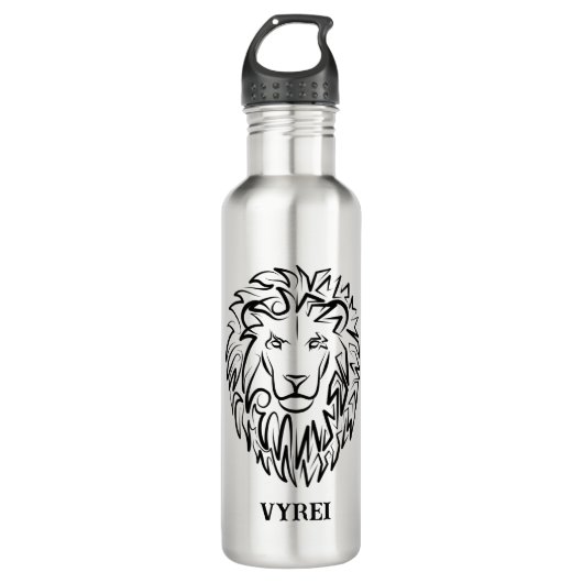 Schwarz-Weiß-Tribal-Lion Edelstahlflasche (Vorderseite)